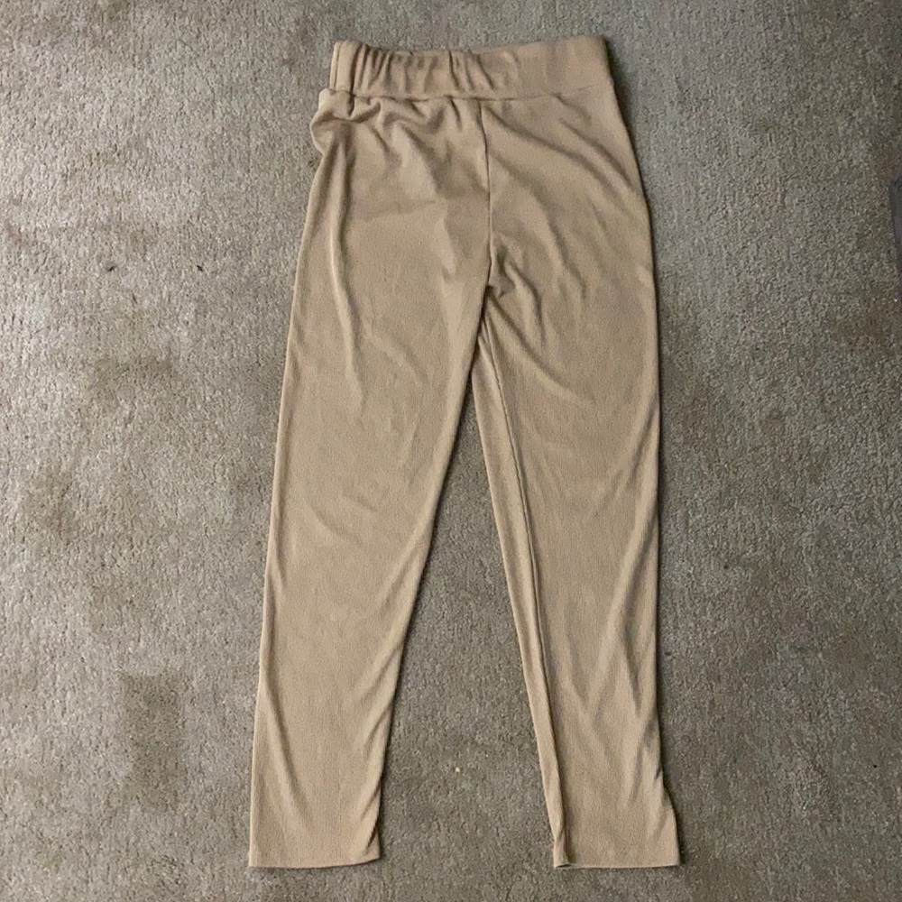 PLT Taupe Ribbed High Waisted Leggings